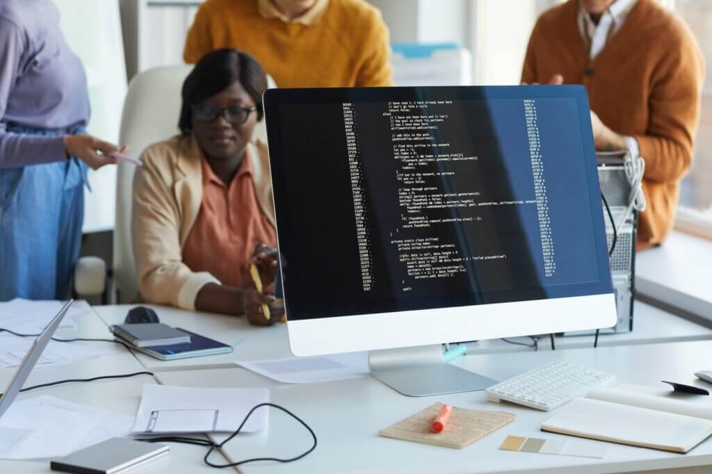Code on Screen in IT Development Office